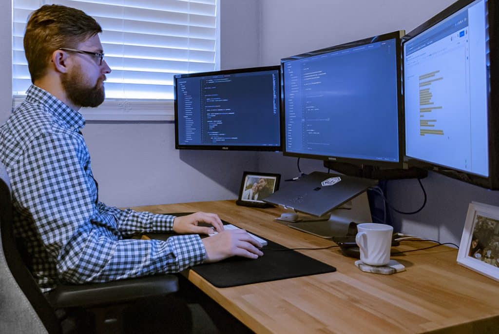 Jerald working at his computer