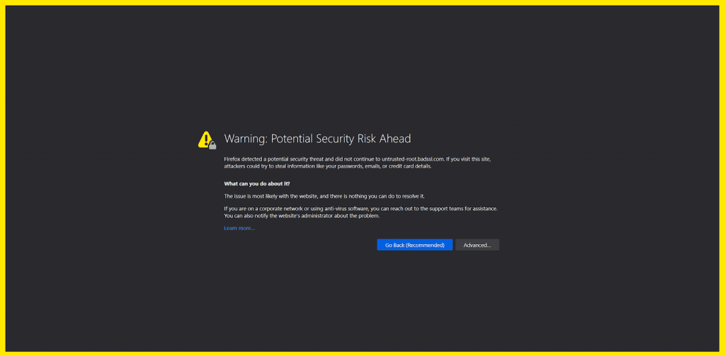 a bad ssl warning