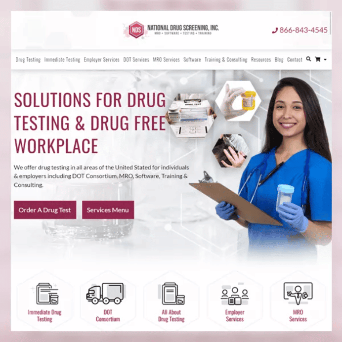 Thumbnail view of National Drug Screening website design.