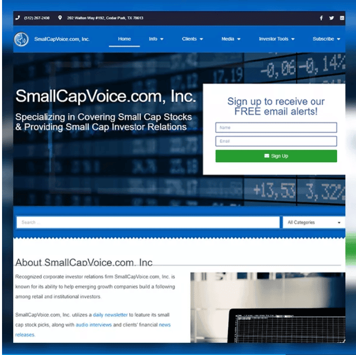 Thumbnail view of SmallCapVoice website design.