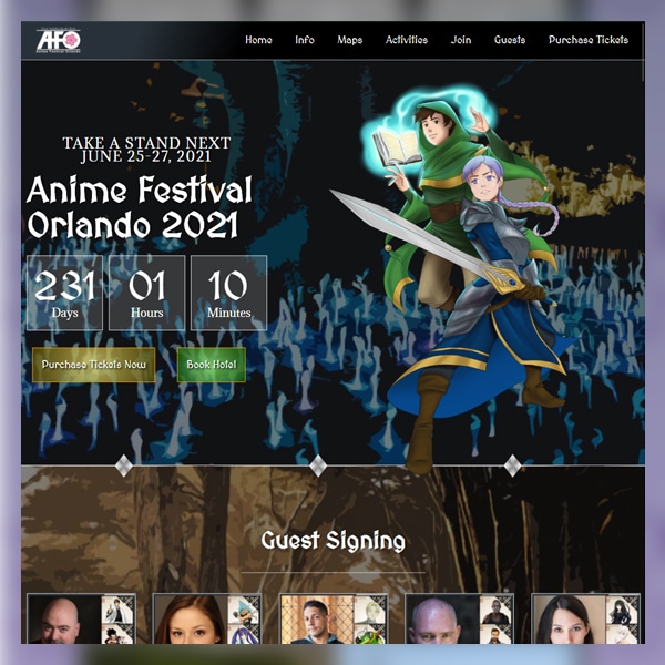 Thumbnail view of Anime Festival Orlando website design.