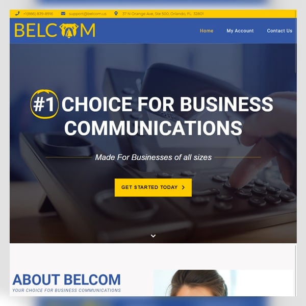 Thumbnail view of Belcom website design.