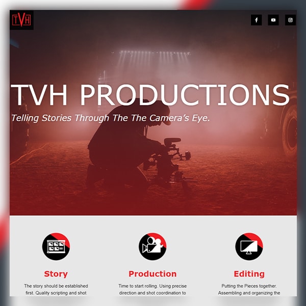 Thumbnail view of Tvh Productions website design.