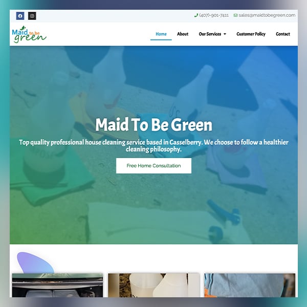 Thumbnail view of Made to be Green website design.