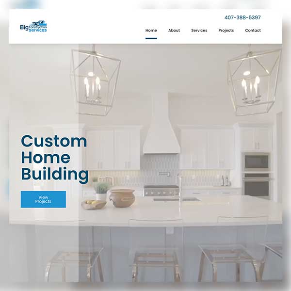 Thumbnail view of Big Construction Services website design.