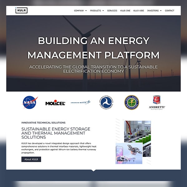 Thumbnail view of KULR Technology Groups's website design.