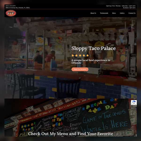 Thumbnail view of sloppy Taco Palace website design.