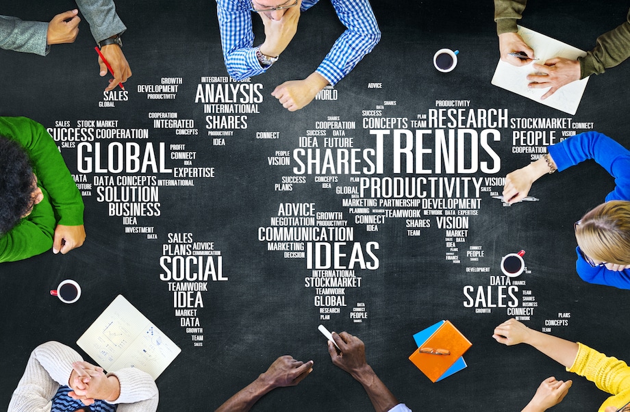 Trends World Map Marketing Ideas Social Style Concept