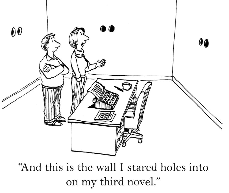 "And this is the wall I stared holes into on my third novel."