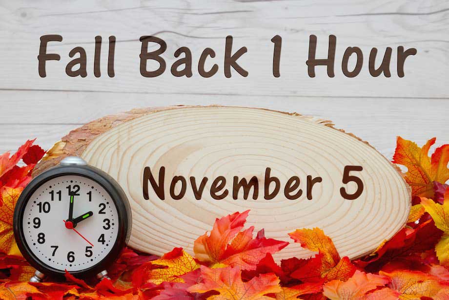 Fall back 1 hour - daylight savings